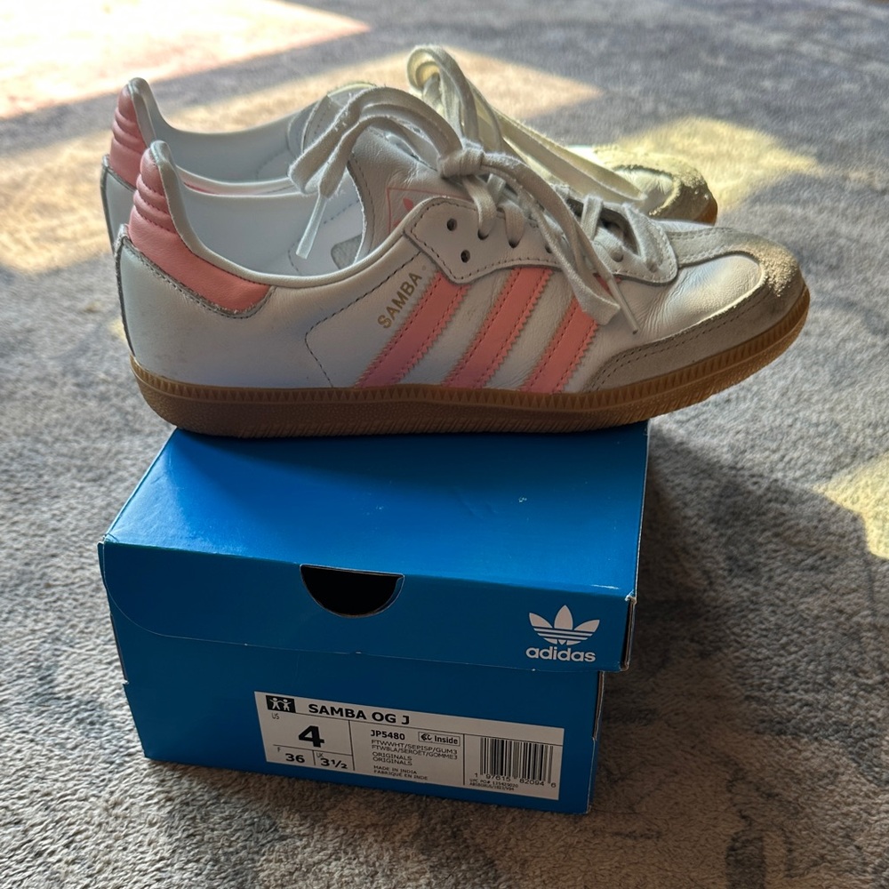 Adidas Samba OG J Kids Sneakers - White and Pink